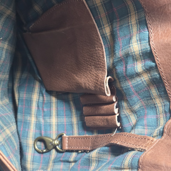 Vintage Orvis Brown Leather Backpack Boho Pebble Bullhide Handbag Purse - Picture 10 of 16